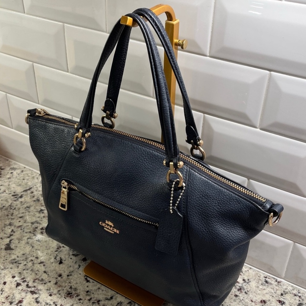 💼Coach Prairie Navy Leather Tote Bag and Strap 10 x 8 1/4 x 3 1/2 - Picture 2 of 6